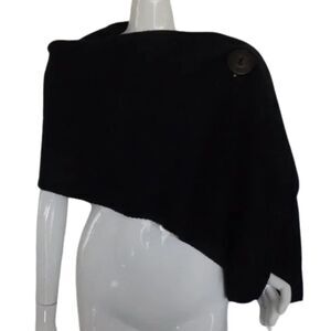 WRAP/SCARF, 18 x 66, Black Knit, Jumbo Buttons, Wide, Covers shoulders